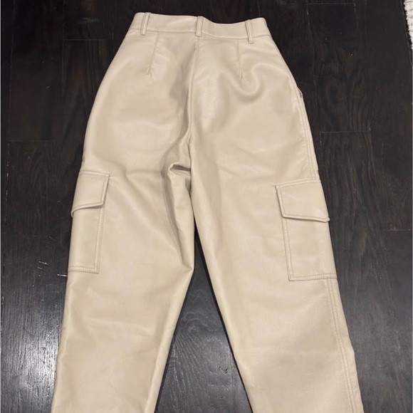 Aritzia Cream Faux Leather Cargo Straight-Leg Pants - Picture 6 of 6